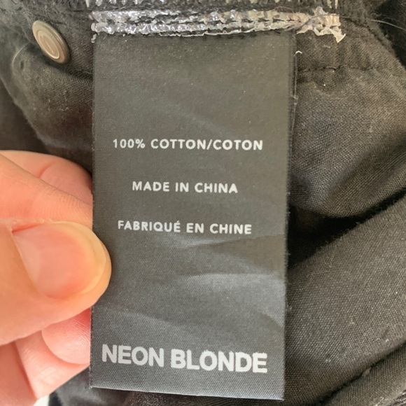 NEON Blonde Siren Mum Fit High Rise Denim Jeans Frayed Black Wash Women's 28 - Picture 15 of 16